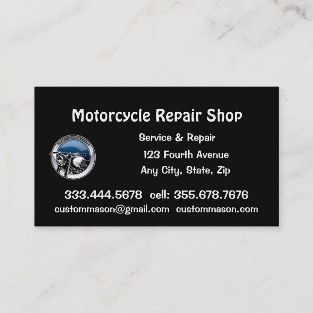 Carte De Visite Atelier de réparation et de service de moto (Devant)