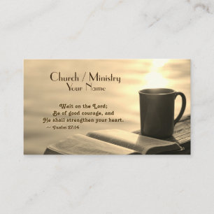 Carte De Visite Attends sur le Seigneur, la Bible Inspirationnelle