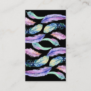 Carte De Visite Attrape-rêve à plumes sauvages aquarelle