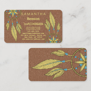 Carte De Visite Attrape-rêves élégant à plumes Professeur de Yoga