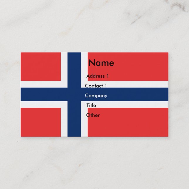 Carte de visite au drapeau de la Norvège (Devant)