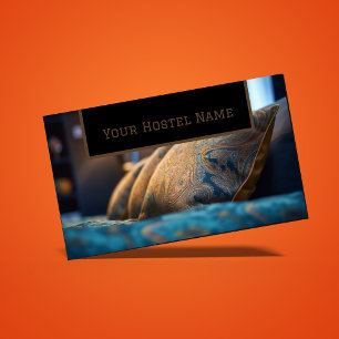 Carte De Visite Auberge confortable Brown Bleu Photo Rustique Anci