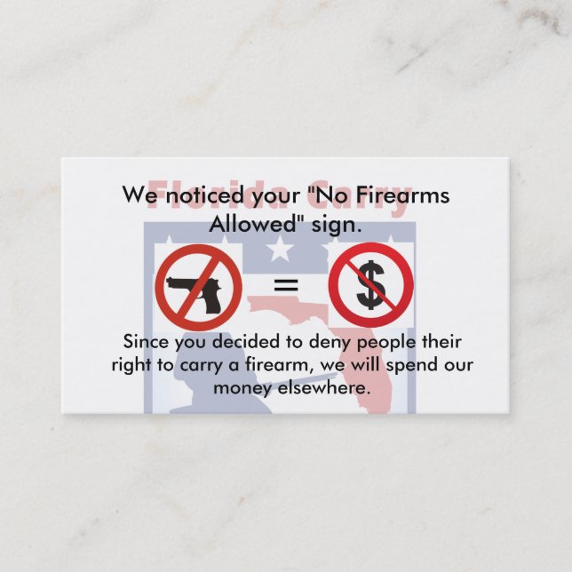 Carte De Visite Aucunes armes à feu aucun argent ! (Devant)