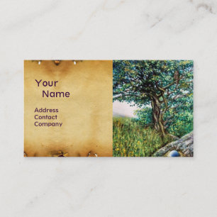 Carte De Visite AURORA / ARBRE MAGIQUE, vert, bleu, parchemin
