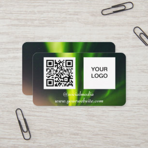 Carte De Visite Aurora Borealis Médias sociaux QR Code Vert