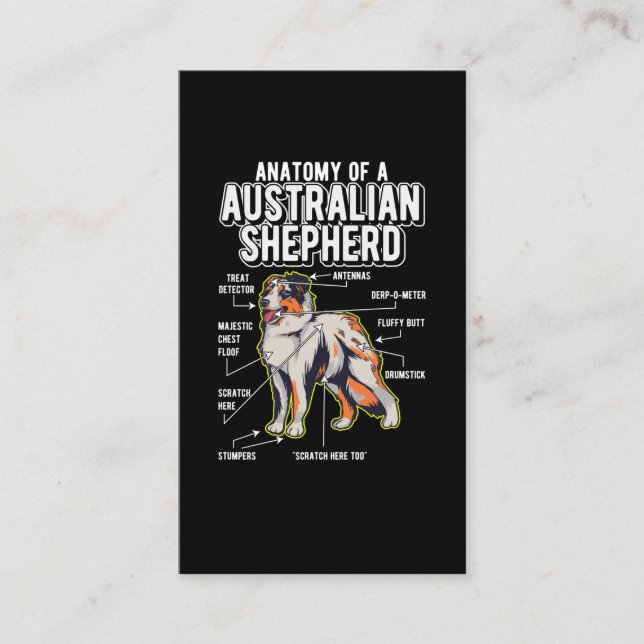 Carte De Visite Australian Shepherd Anatomie drôle chien (Devant)