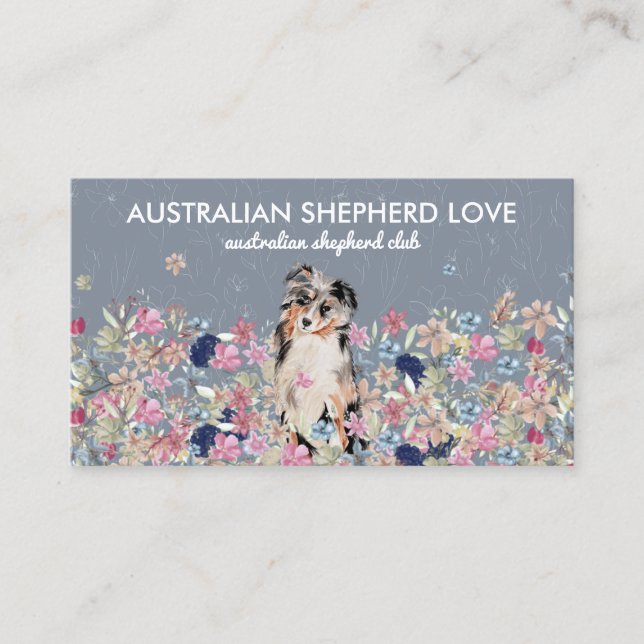 Carte De Visite Australian Shepherd Aussie (Devant)