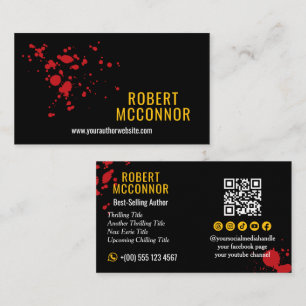 Carte De Visite Auteur de thriller d'horreur de crime avec éclabou