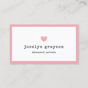 Carte De Visite Auteur d'une romance de coeur rose sucrée
