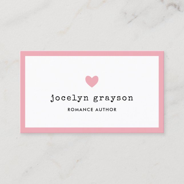 Carte De Visite Auteur d'une romance de coeur rose sucrée (Devant)