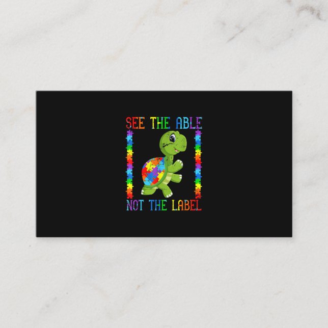 Carte De Visite Autistic Kid Mom Turtle Fighter Autism Puzzle (Devant)