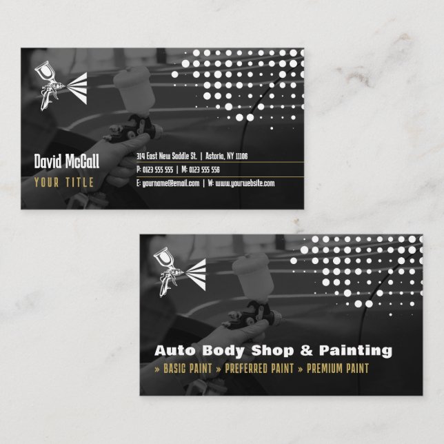 Carte De Visite Auto Body Shop & Peinture | Paint Sprayer Business (Devant / Derrière)