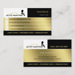 Carte De Visite Auto Body Shop & Peinture   Pulvérisateur de peint