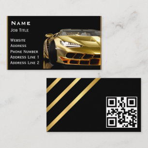 Carte De Visite Auto Détail Automotive moderne Black & Gold Car