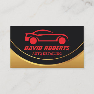Carte De Visite Auto Détail Lavage de voiture Automotive Noir & Ro