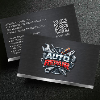 Carte De Visite Auto Mechanic Automotive Repair Service QR Code
