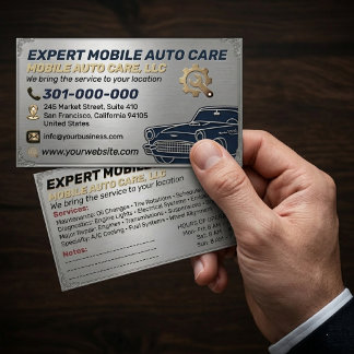 Carte De Visite Auto Repair & Car AC Specialist Metal Aluminum Bu