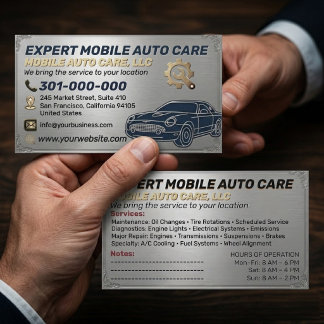Carte De Visite Auto Repair & Car AC Specialist Metal Aluminum Bu