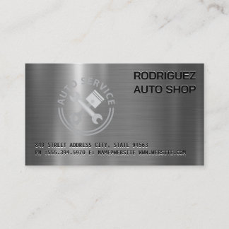 Carte De Visite Auto Repair Logo | Metallic | Wrench | Pistons