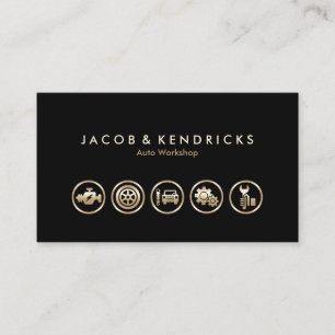 Carte De Visite Auto Workshop Gold Icons BusinessCard