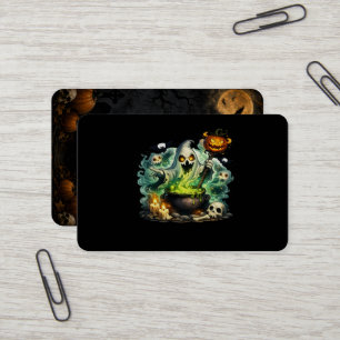 Carte De Visite Autocollant Chauve-Souris Citrouille Épouvantable