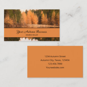 Carte De Visite Automne Arbres Lac Orange Automne Thème Sketch Art