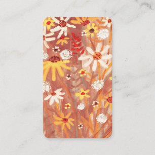 Carte De Visite Automne Jaune Rouge Aquarelle Bouquet Daisy Élégan