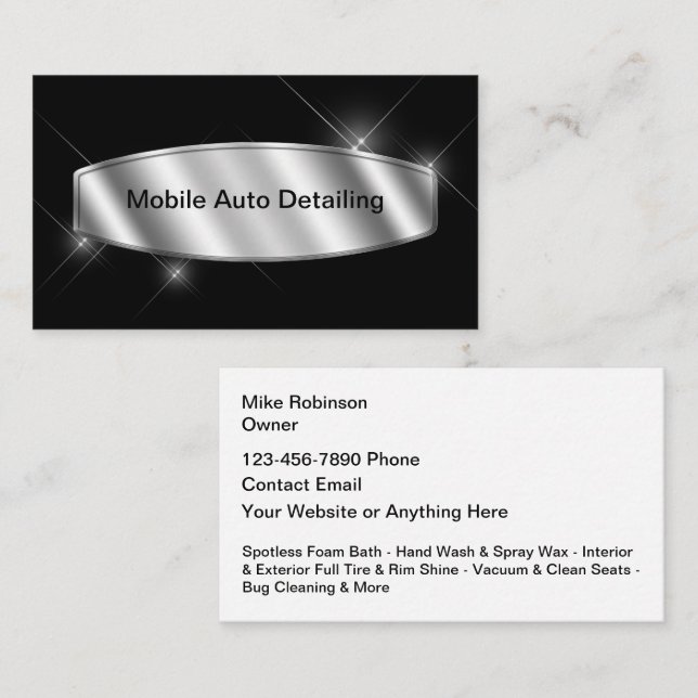 Carte De Visite Automotive Mobile Detailing Cool  (Devant / Derrière)