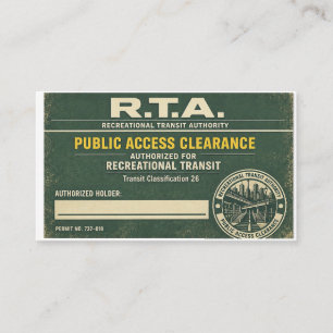 Carte De Visite Autorisation d'accès public R.T.A.