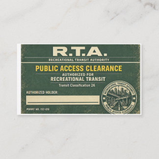 Carte De Visite Autorisation d'accès public R.T.A.