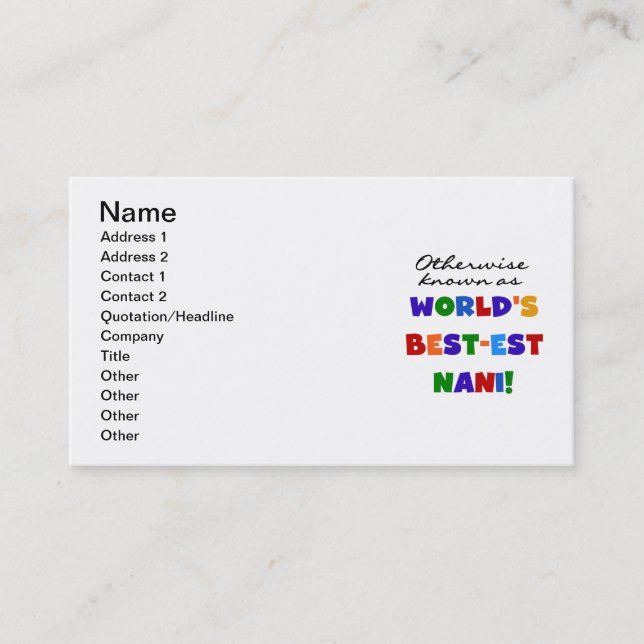 Carte De Visite Autrement connu comme T-shirts et cadeaux de (Devant)