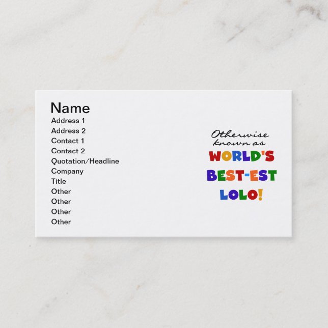 Carte De Visite Autres T-shirts et cadeaux Lolo les plus connus (Devant)