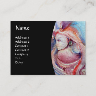 Carte De Visite AVALON/imaginaire rose noir bleu de magie et de