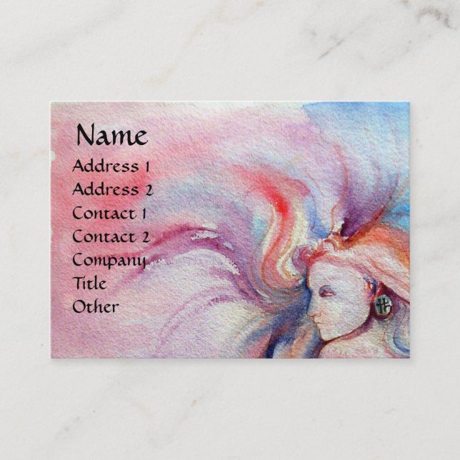 Carte De Visite AVALON / Magie et mystère Imaginaire bleu rose (Devant)