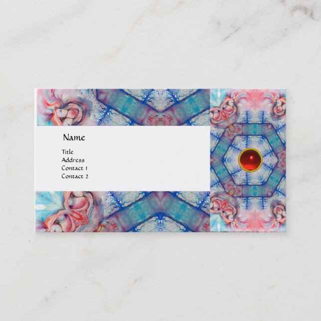 Carte De Visite AVALON PSYCHEDELIC, gemme rose rubis coquille (Devant)