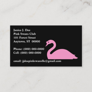 CARTE DE VISITE avant et arrière de cygne rose