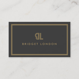 Carte De Visite AVANT GARDE ART DÉCO LOGO avec VOS INITIALS GRAY