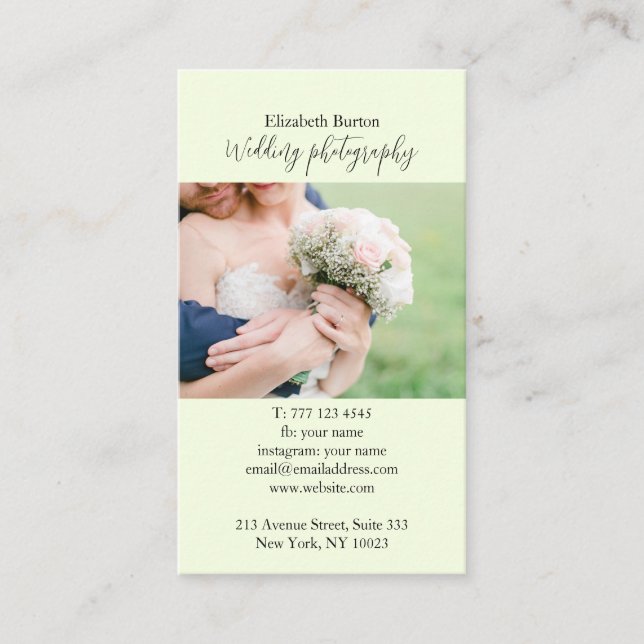 Carte de visite avec arrière - plan photo. (Devant)