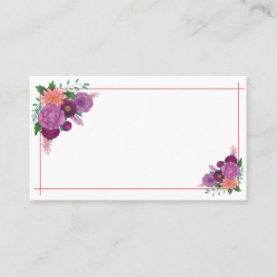 Carte de visite avec bordure de fleurs violettes
