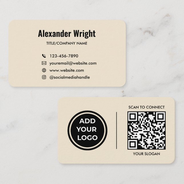 Carte de visite avec code de scan et logo beige ch (Devant / Derrière)