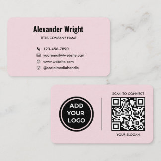 Carte de visite avec code de scan et logo rose blu