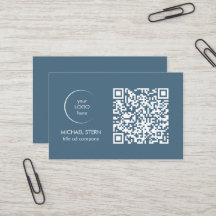 Carte de visite avec code et logo QR - bleu