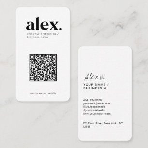 Carte de visite avec code QR en noir et blanc mode