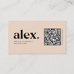 Carte de visite avec code QR et logo rose moderne