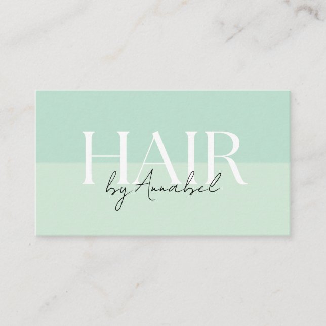 Carte de visite avec code QR pour coiffeur vert éc (Devant)