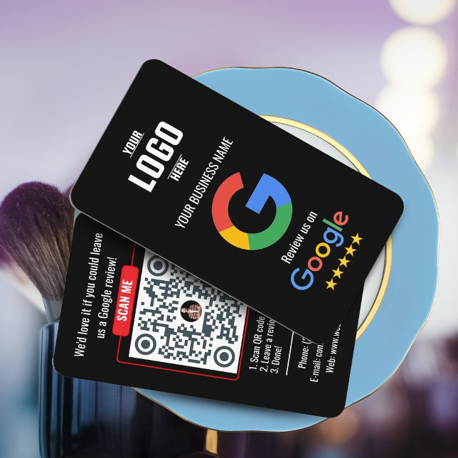 Carte de visite avec code QR pour Google Avis - No (Google Review QR Code Business Card - Black and White )