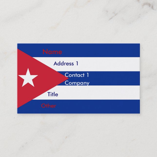 Carte de visite avec Drapeau de Cuba (Devant)