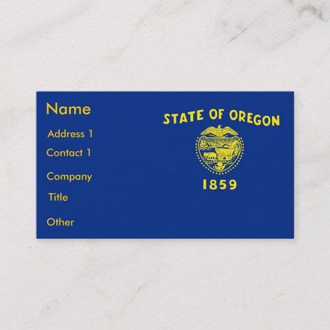 Carte de visite avec Drapeau de l'Oregon U.S.A. (Devant)