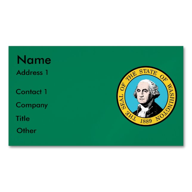 Carte de visite avec drapeau de Washington, États- (devant)