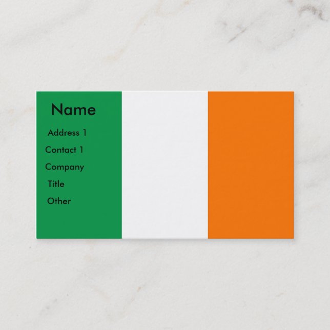 Carte de visite avec drapeau d'Irlande (Devant)